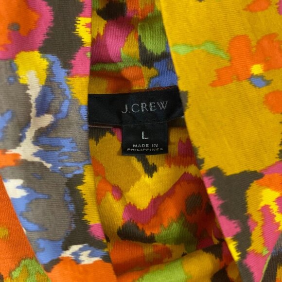 J.Crew Tissue Turtleneck – Sunset Floral Orange/Brown – SZ L - Picture 3 of 4